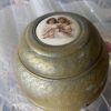 Rare-Vintage-White-Metal-Musical-Powder-Box-Ceramic-Detail-To-Lid-385086505941