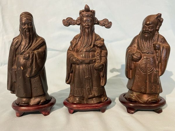 3-heavy-cast-Chinese-fung-shui-figures-On-Plinths-384850794922