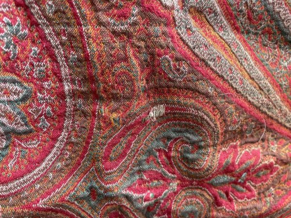 Antique-Victorian-Kashmir-Paisley-Wool-Shawl-170-X-164-Cm-Red-Green-385037354643-3