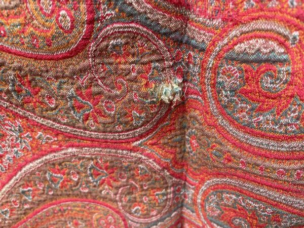 Antique-Victorian-Kashmir-Paisley-Wool-Shawl-170-X-164-Cm-Red-Green-385037354643-6