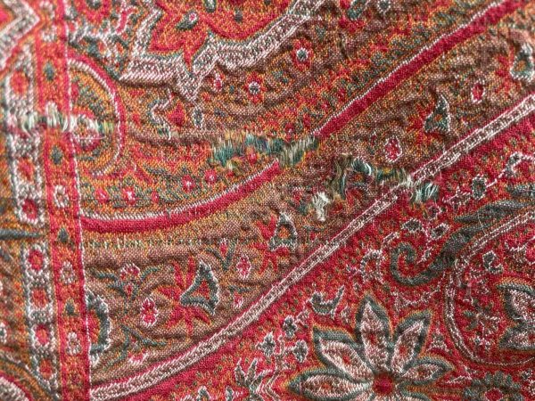 Antique-Victorian-Kashmir-Paisley-Wool-Shawl-170-X-164-Cm-Red-Green-385037354643-7