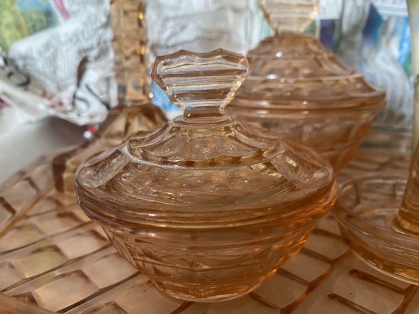 Pink-Glass-Dressing-Table-5-Piece-Vanity-Set-1930s1940s-Art-Deco-Vintage-265739659468-2