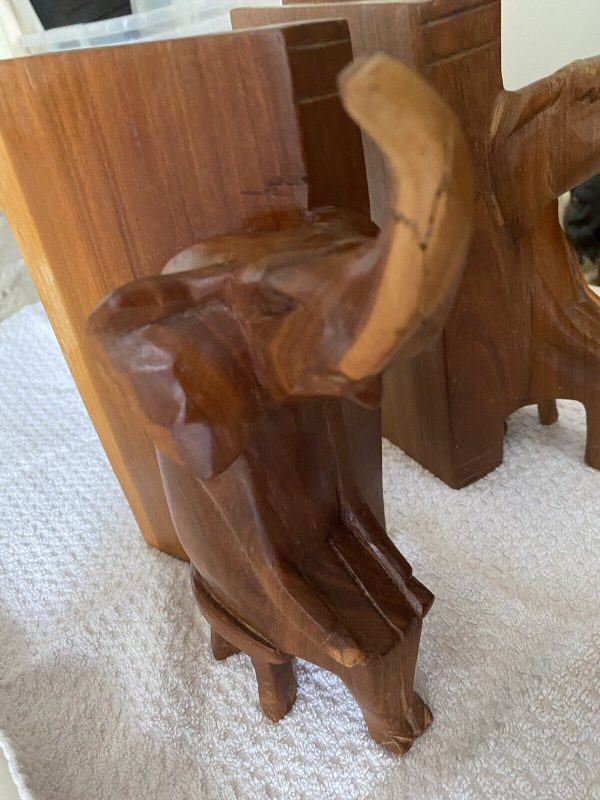 Pair-Kenyan-Vintage-Teak-Handcarved-Wooden-Elephant-Bookends-385027629169-2